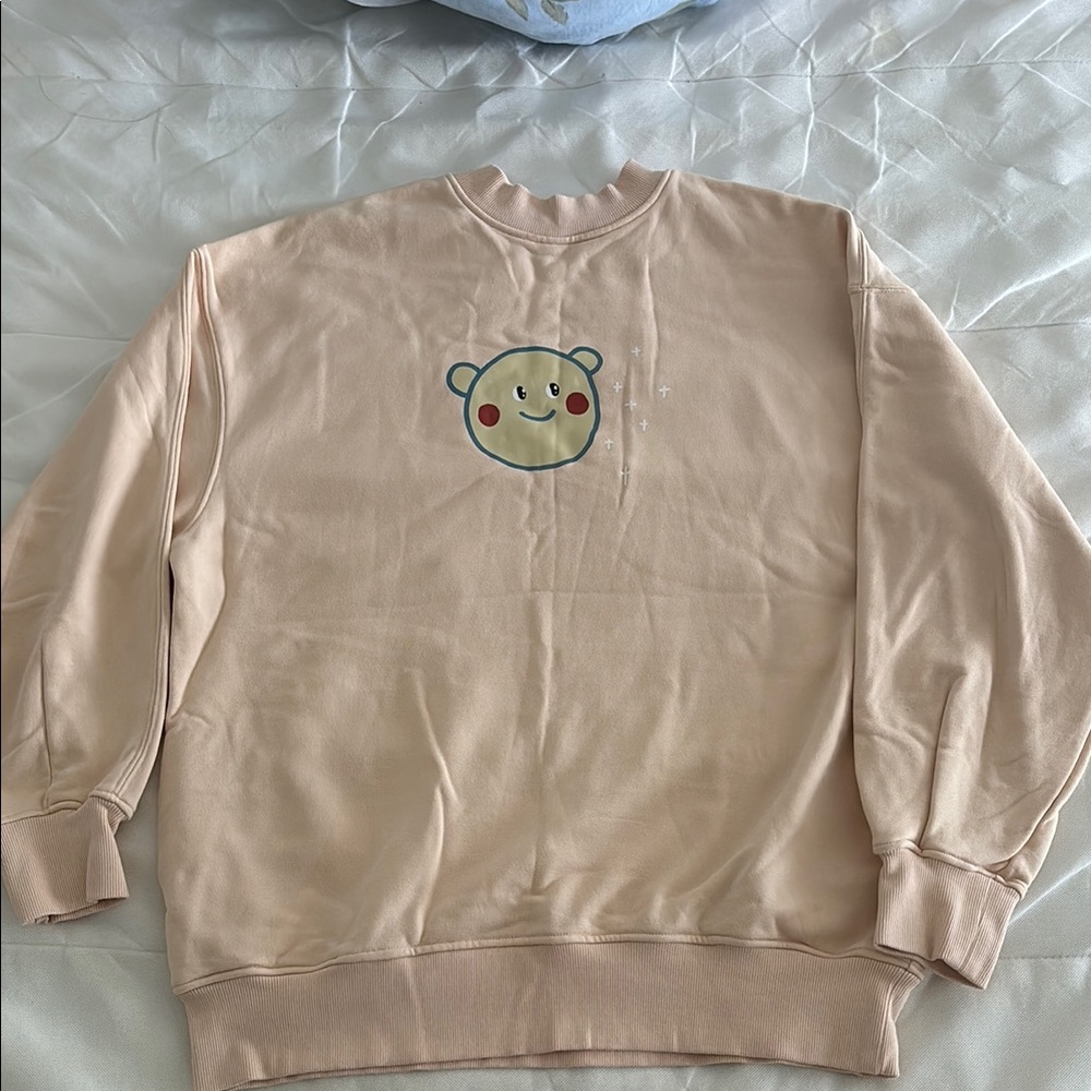 Prod Beige Crewneck Sweater with Cute Bear Design